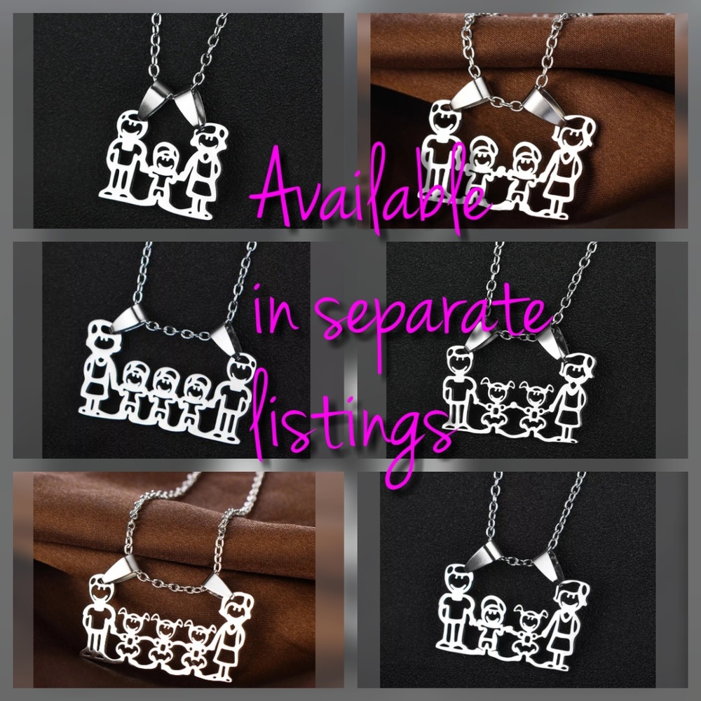 Mom, Dad + 1 Girl Pendant Necklace - Picture 2 of 3